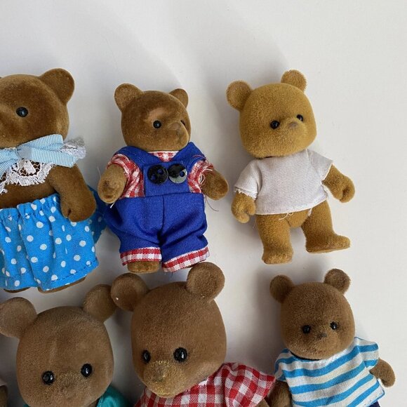 Flocked Bears Lot Collectible Brown Bears Family Toys - Picture 3 of 6